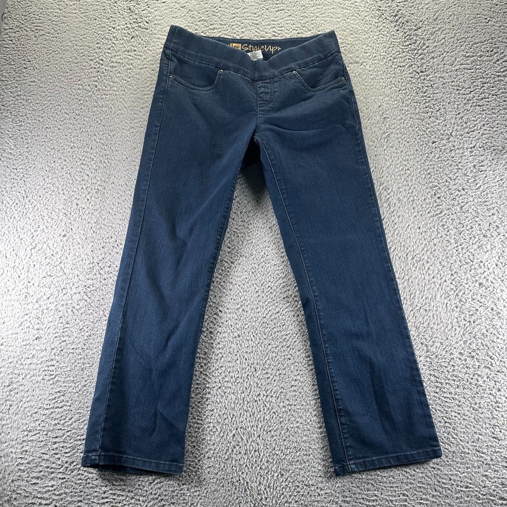 Lee Jeans Womens 8P Blue Cotton Denim Jagging Straight Leg Streetwear Stretch